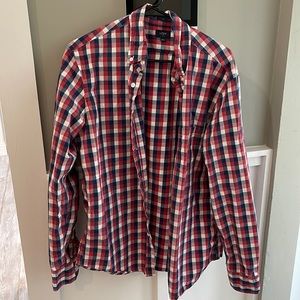 Mens J Crew slim fit button down red and navy blue